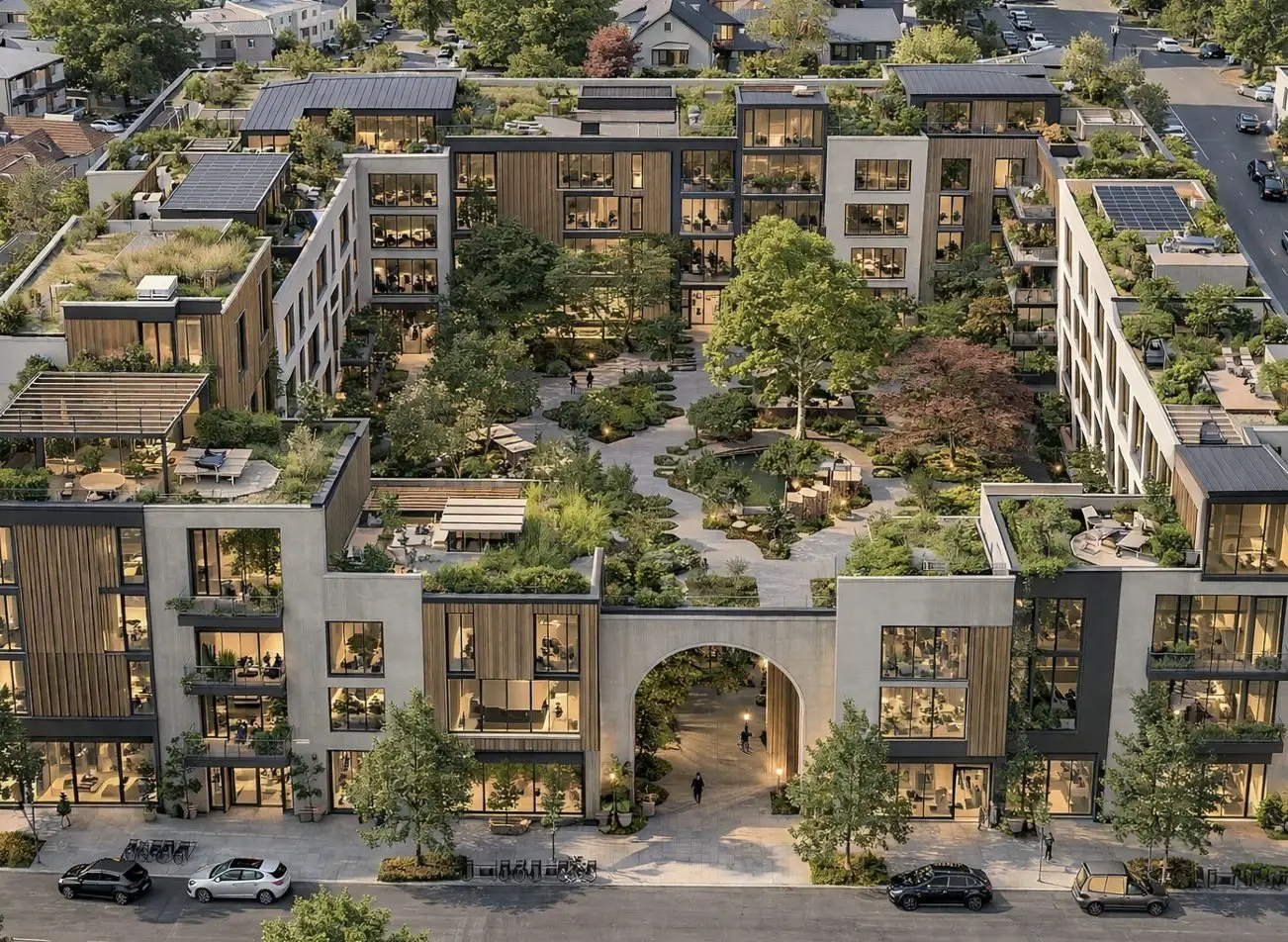 A courtyard block from above.